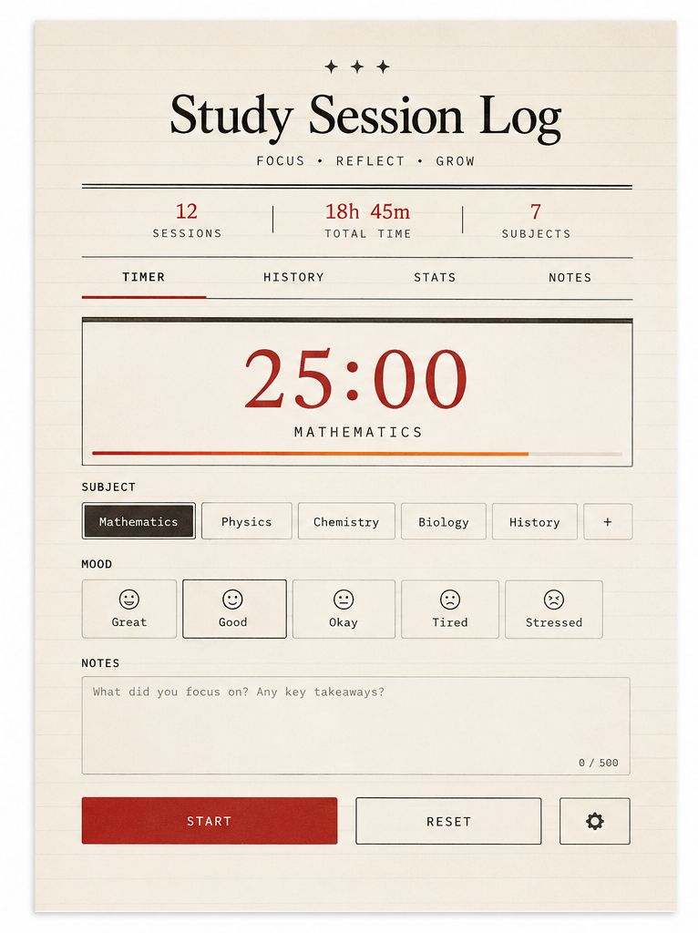 Study session log